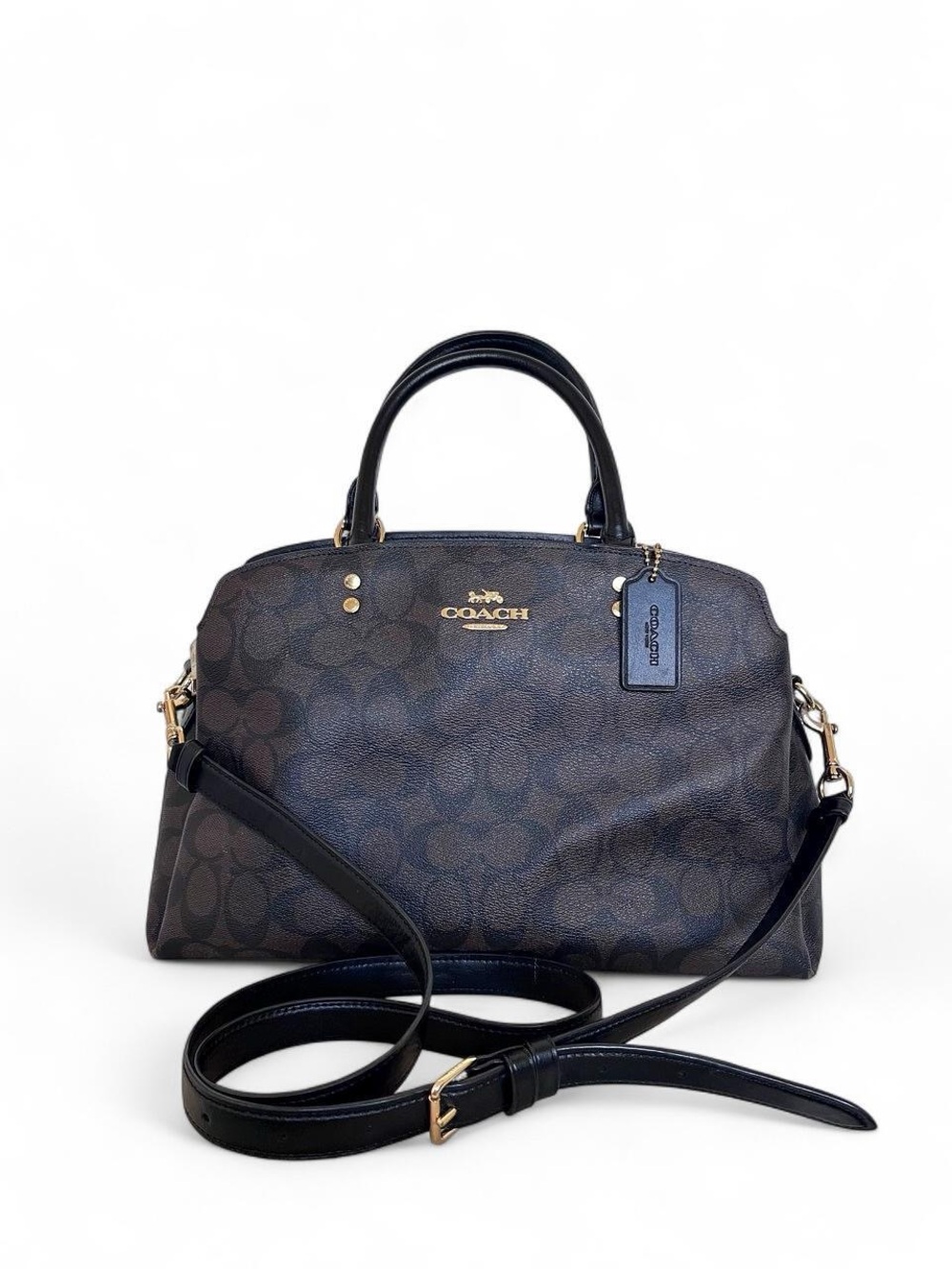 Coach Brown/black signature canvas mini Lillie Carryall